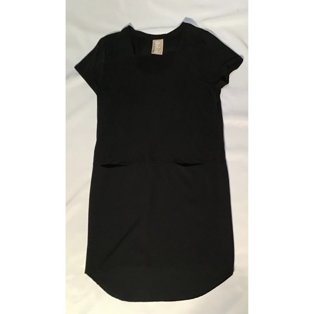 dolan Black Short-Sleeve V-Neck Midi Dress